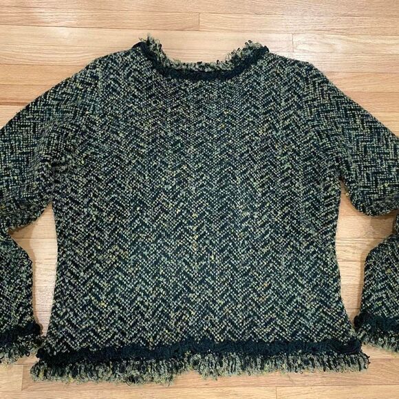 Curio bucle tweed fringed old money quiet luxury couture inspired cardigan Med - Picture 2 of 6